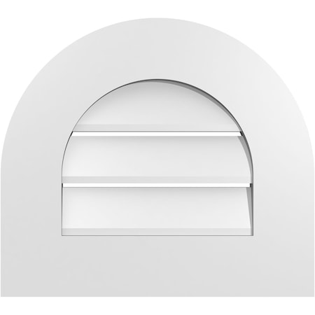 Ekena Millwork Round Top Surface Mount PVC Gable Vent: Functional, w/ 3-1/2"W x 1"P Standard Frame, 18"W x 16"H GVPRT18X1601SF